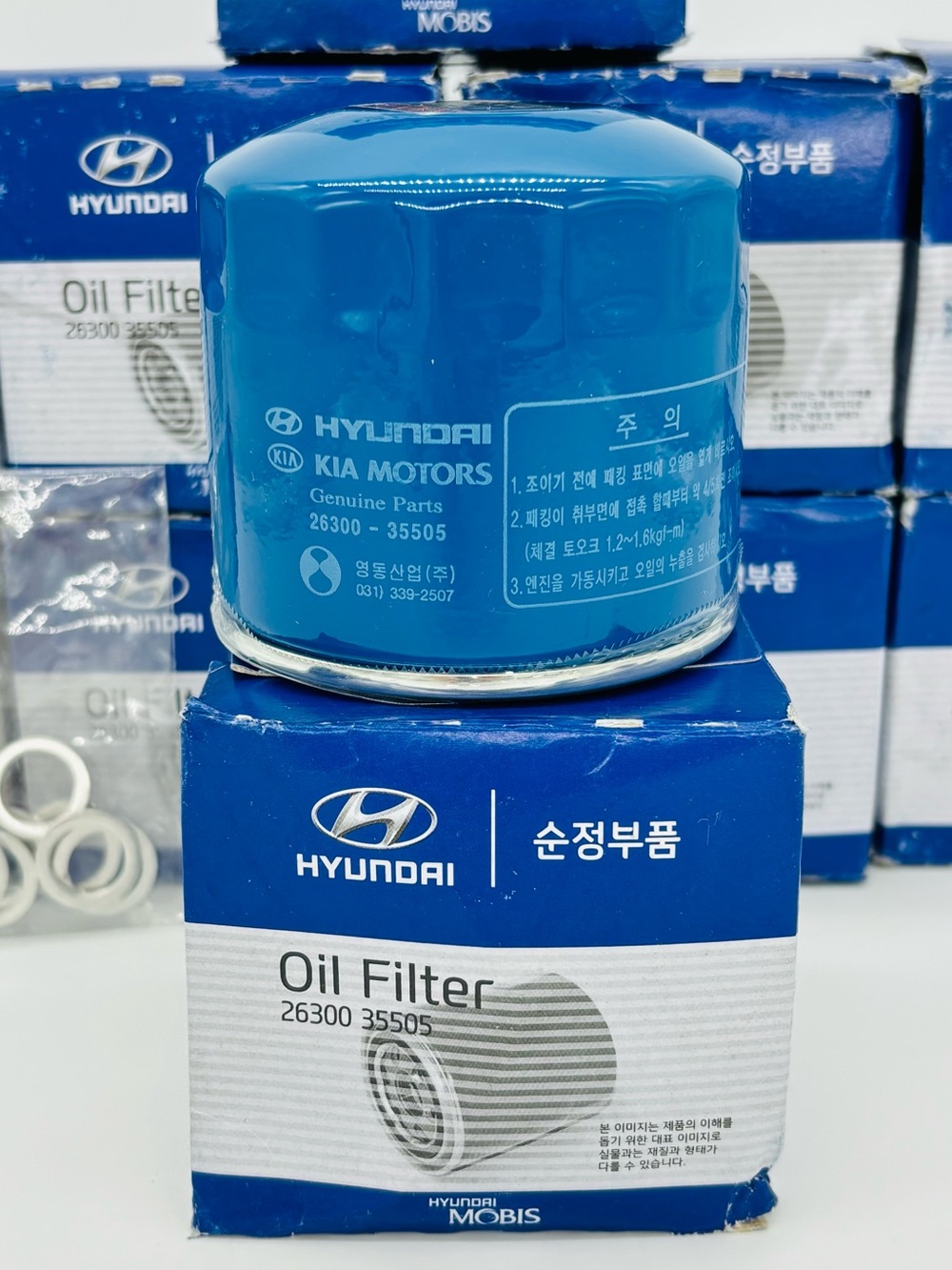 10 Genuine OEM Hyundai Kia Oil Filters 26300-35505 Mobis Washers Gaskets Lot Set - Picture 2 of 16